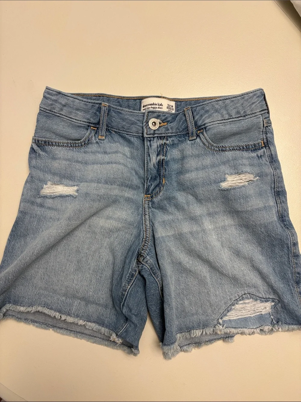 Abercrombie & Fitch Light Blue Distressed Jean Shorts